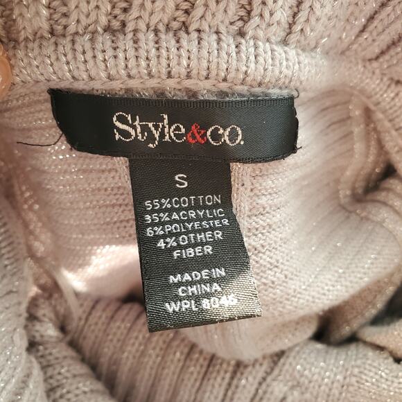 Style & Co Gray Cowl Button Neck Sparkle Sweater Size S - Picture 5 of 6